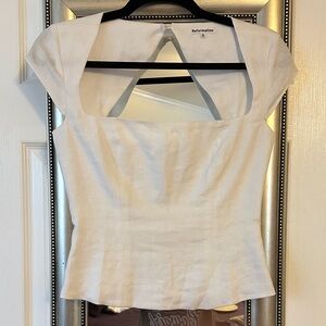 Reformation Ivory Square Neck Blouse